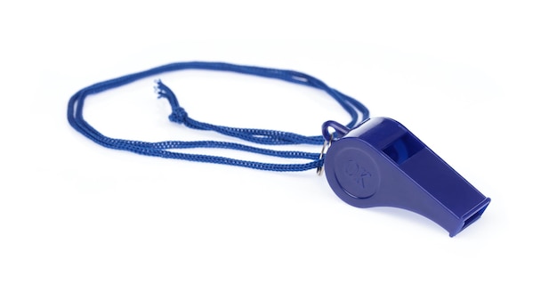 Photo blue whistle isolated on white background