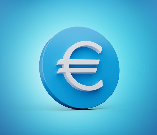 Blue and white 3d euro sign isolated on background 3d illustration