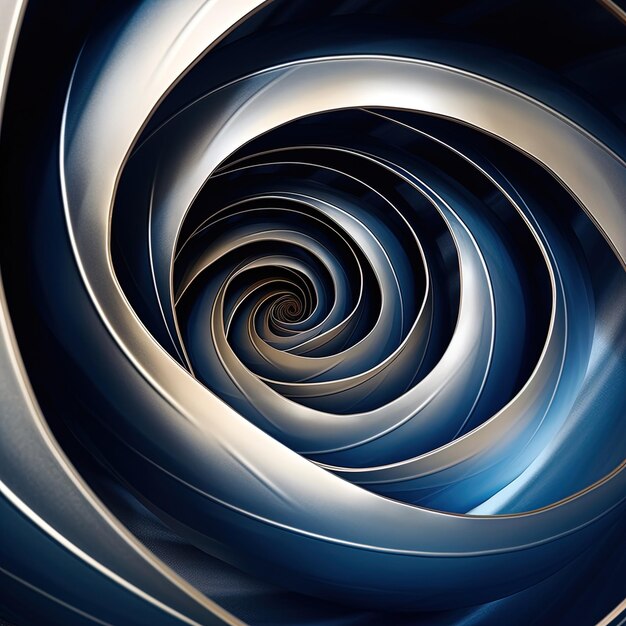 a blue and white abstract image of a spiral