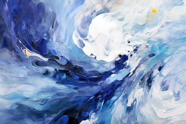 Blue and white abstract oil painting background Acrylic colors mixed in water