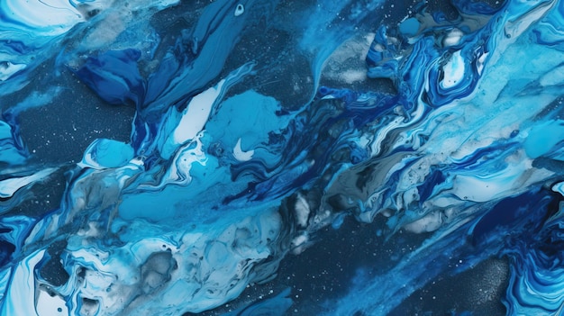 A blue and white abstract painting with the words ocean on it.