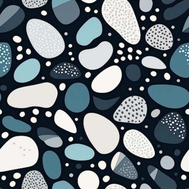 Сине-белый абстрактный узор с точками и формами, генерирующий искусственный интеллект