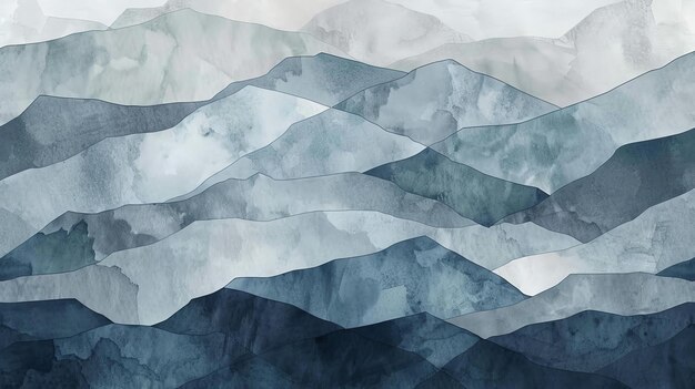 Photo blue and white abstract watercolor mountain landscape perfect for home decor office wall art or as a gift