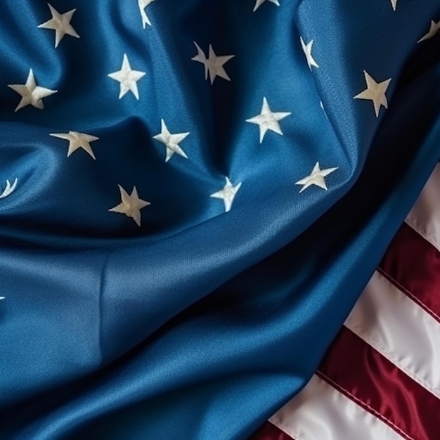 A blue and white american flag with white stars and stripes