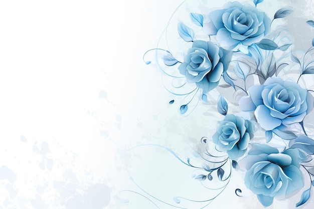 Photo a blue and white background with blue flowers