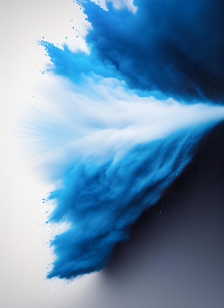 A blue and white background with a blue spray of paint