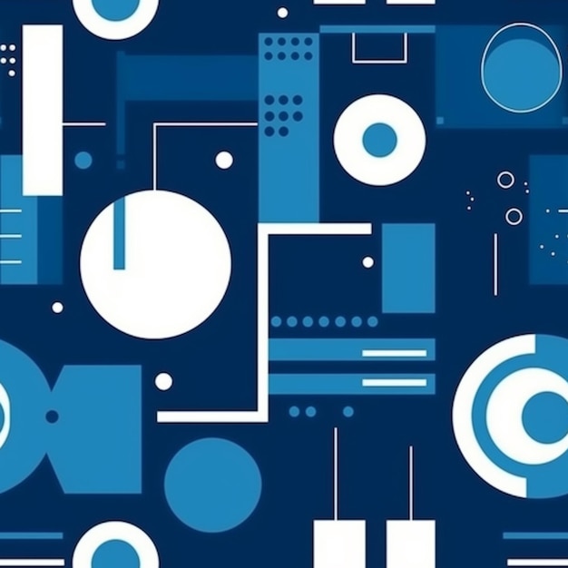 A blue and white background with circles and numbers.