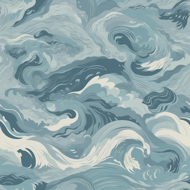 A blue and white background with waves and waves.