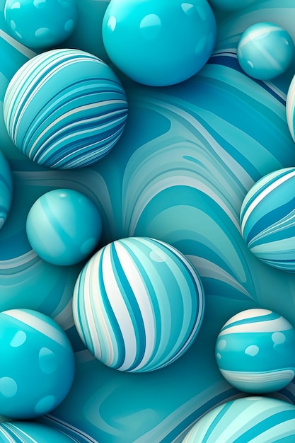 Blue and white balls on a blue background
