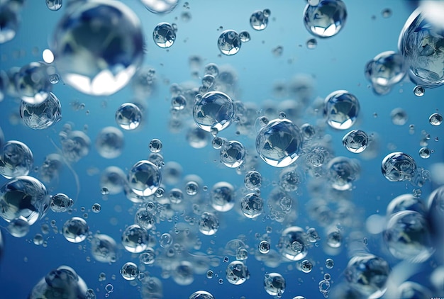 blue white bubbles floating on and off of a background