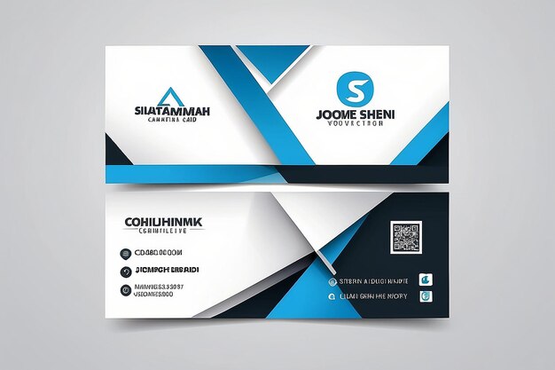 Photo blue and white business card clean design vector template