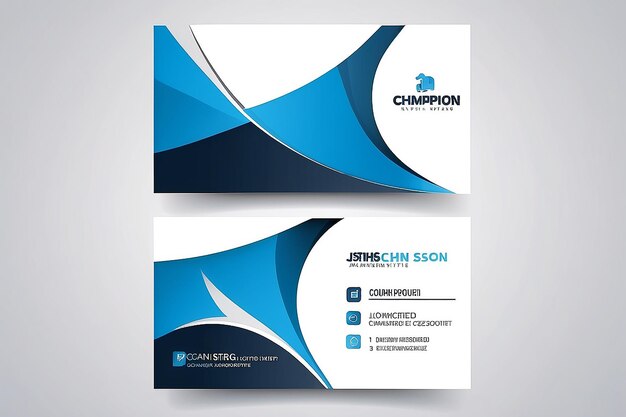 Photo blue and white business card clean design vector template