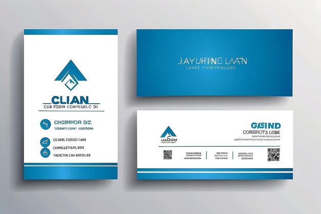 Photo blue and white business card clean design vector template