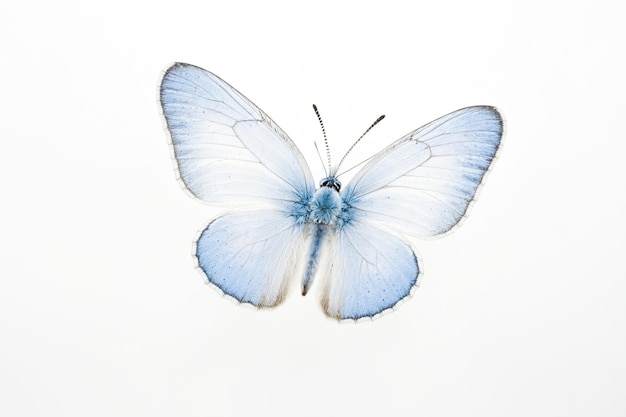 Photo blue and white butterfly on white background