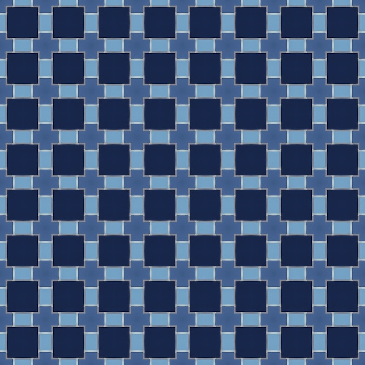 Photo blue and white checkered pattern with a square in the middle.