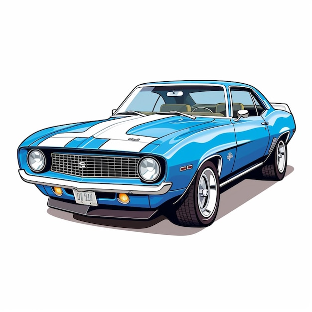 Premium AI Image | A blue and white chevrolet camaro with a stripe on