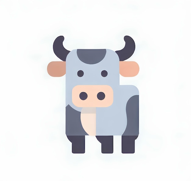 Сине-белая корова с черным носом и рогами Фото создано AI