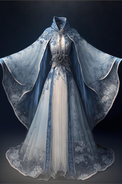 Сине-белое платье на манекене, генеративный ай