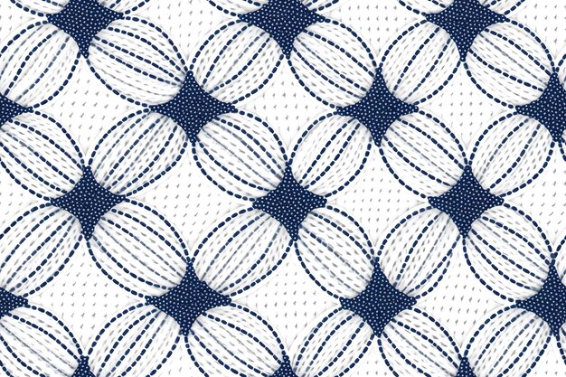 A blue and white fabric with a circle pattern