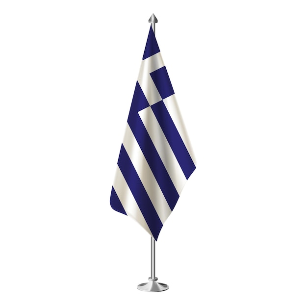 A blue and white flag with the letter t on it