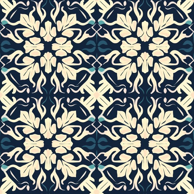 a blue and white floral pattern with a blue background generative ai