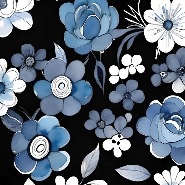 青と白の花のパターン