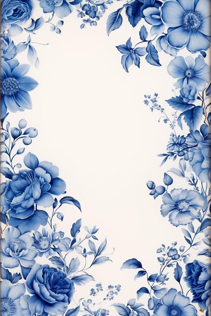 a blue and white floral wallpaper in the garden of blue roses