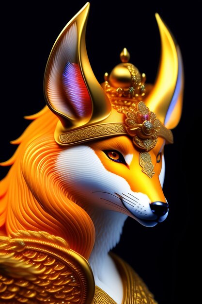 A blue and white fox in a blue and gold armor