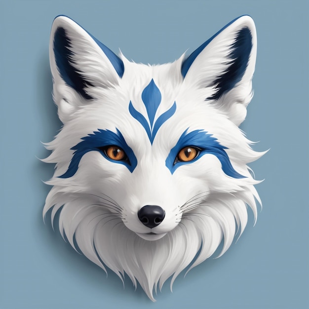 Blue and white fox face vector