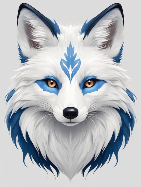 Blue and white fox face vector