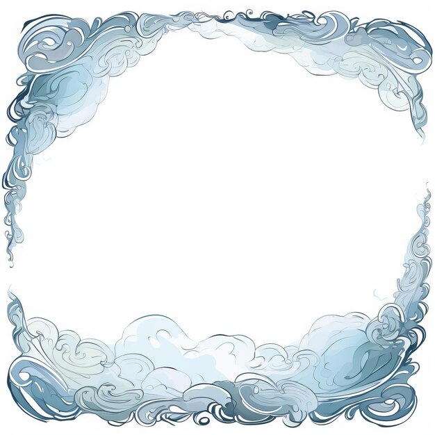 Photo a blue and white frame with swirls and waves