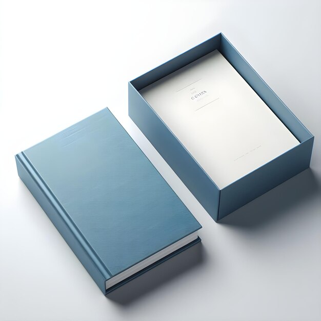 Blue and white gift box mockup on a withe background