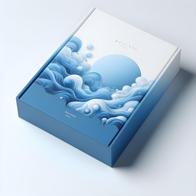 Blue and white gift box mockup on a withe background