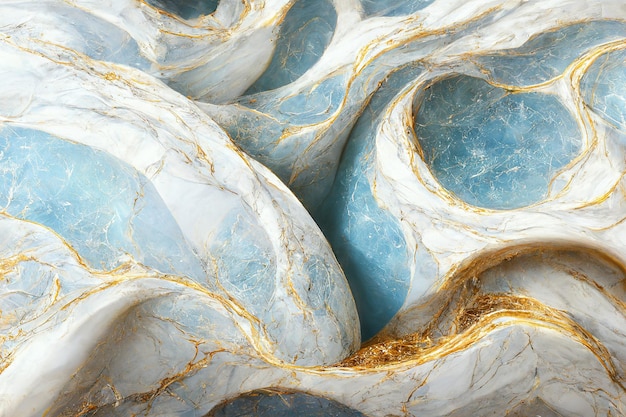 Blue, white and gold 3d marble wallpaper