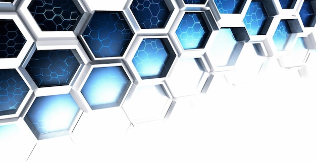 Blue white hexagons background abstract texture ai generated image