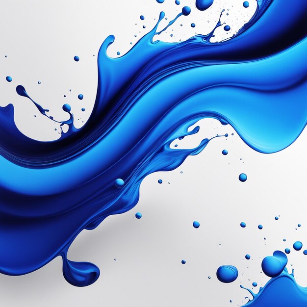 Blue white ink splashes isolated on white background