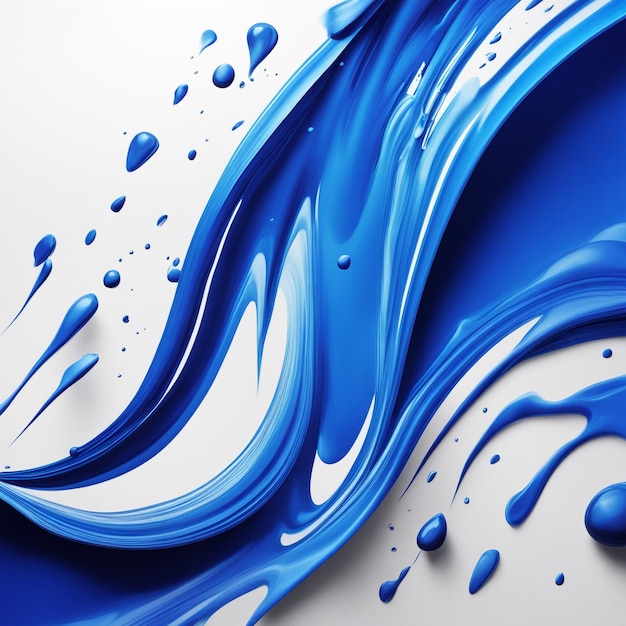 Blue white ink splashes isolated on white background