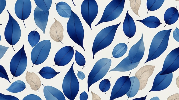 Blue and white leaf background