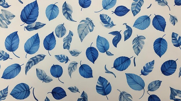 Blue and white leaf background