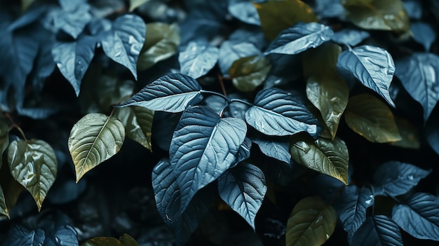 Premium AI Image | Blue and White Leaves Texture Clone