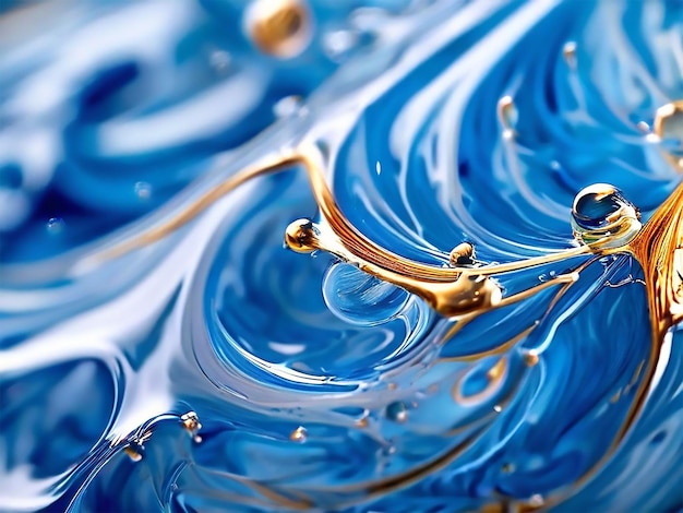 Blue and white liquid art