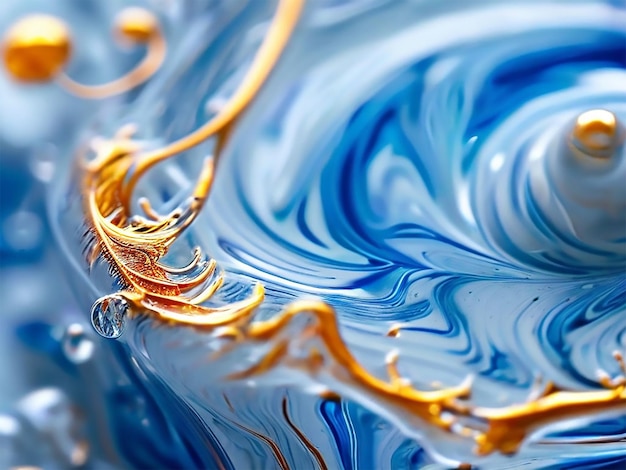 Photo blue and white liquid art