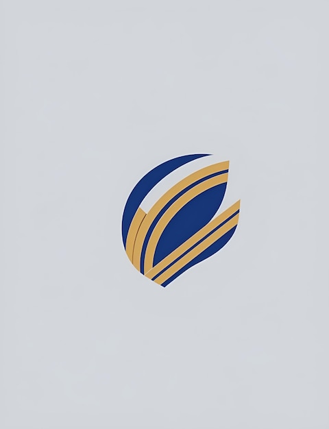 a blue and white logo with a blue and gold design on it.