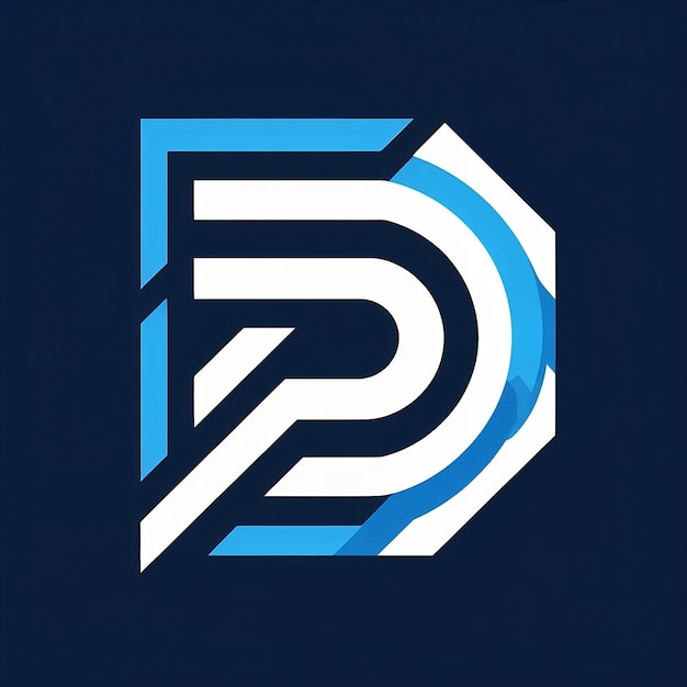 Photo a blue and white logo with the letter p on it