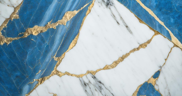 Blue and white marble with golden veins background Generative AI