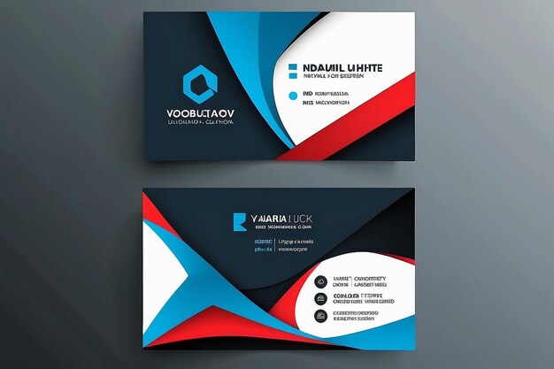 Blue and White Modern Business Card Design Vector Template