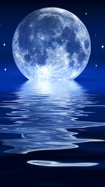 Photo blue white modern moon light in the sky phone wallpaper