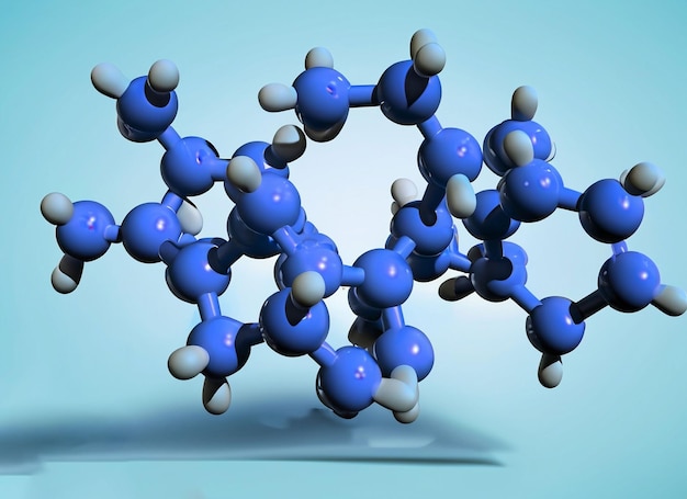 blue and white molecules