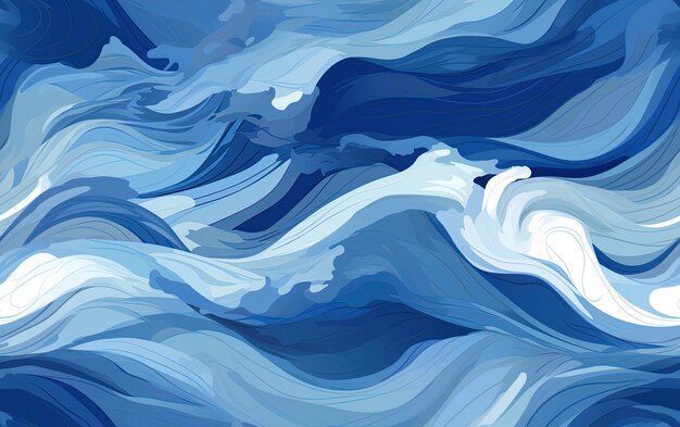 a blue and white ocean wave with a white foam in the corner