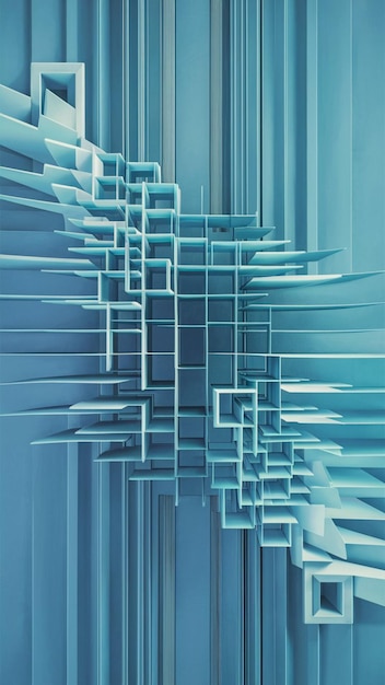 a blue and white painting of a series of lines